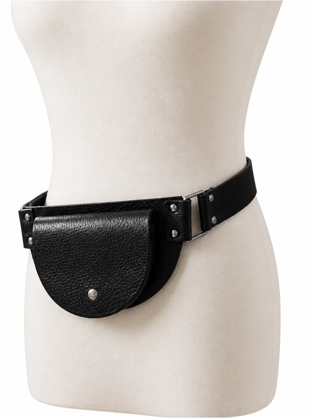 Genuine Leather Belt Bag Waist Pouch Black Utility Belt Festival Goth Boho